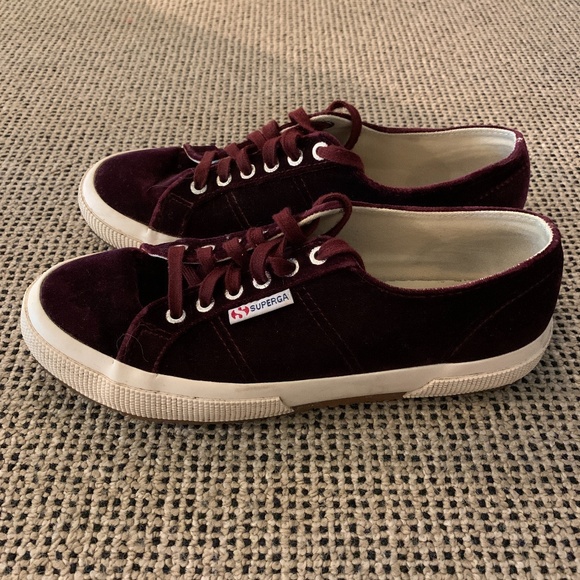 Superga Burgundy Velvet Sneakers - Picture 3 of 5